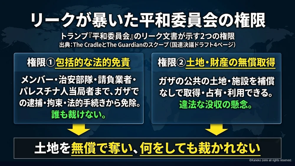 リークが暴いた平和委員会2つの権限の図解