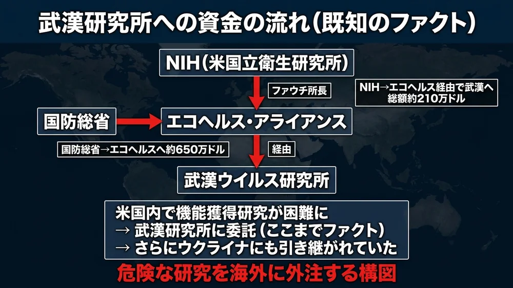 武漢ウイルス研究所へのファウチ・エコヘルス経由の資金の流れ