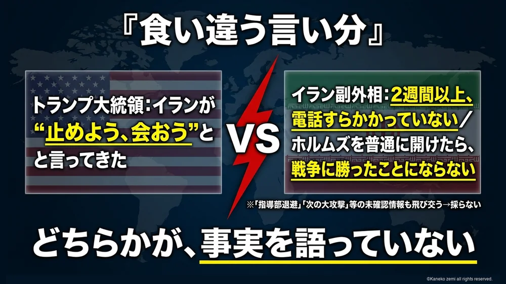 米イラン双方の食い違う言い分