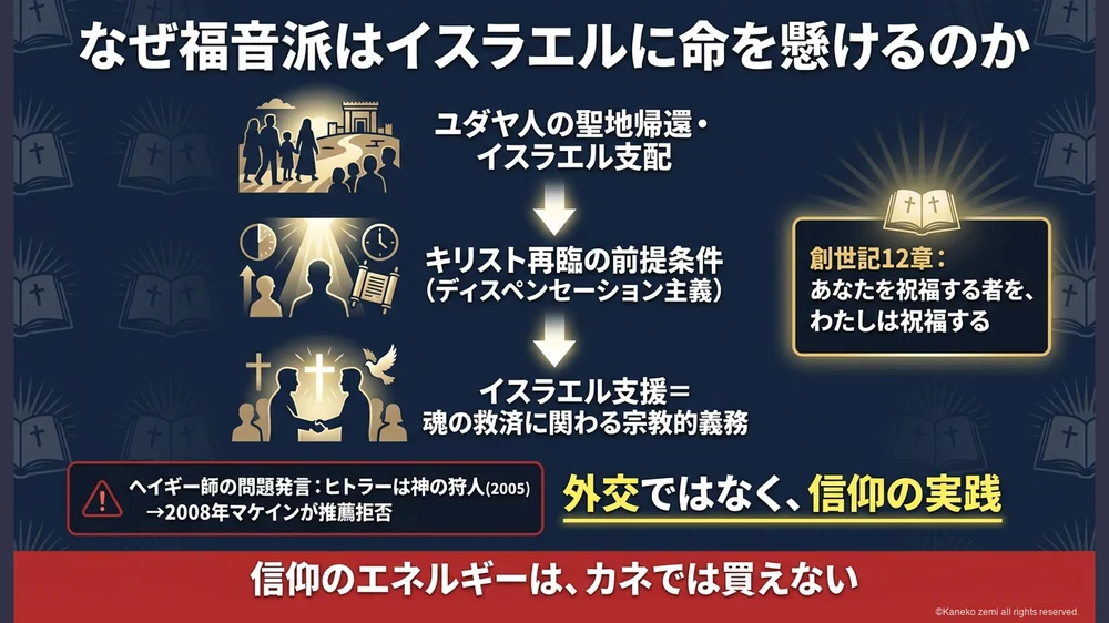 福音派がイスラエルを支持する終末論・ディスペンセーション主義の理由