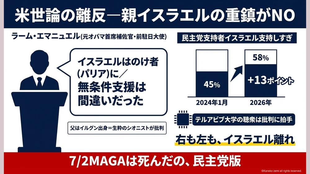エマニュエル演説と米世論の離反