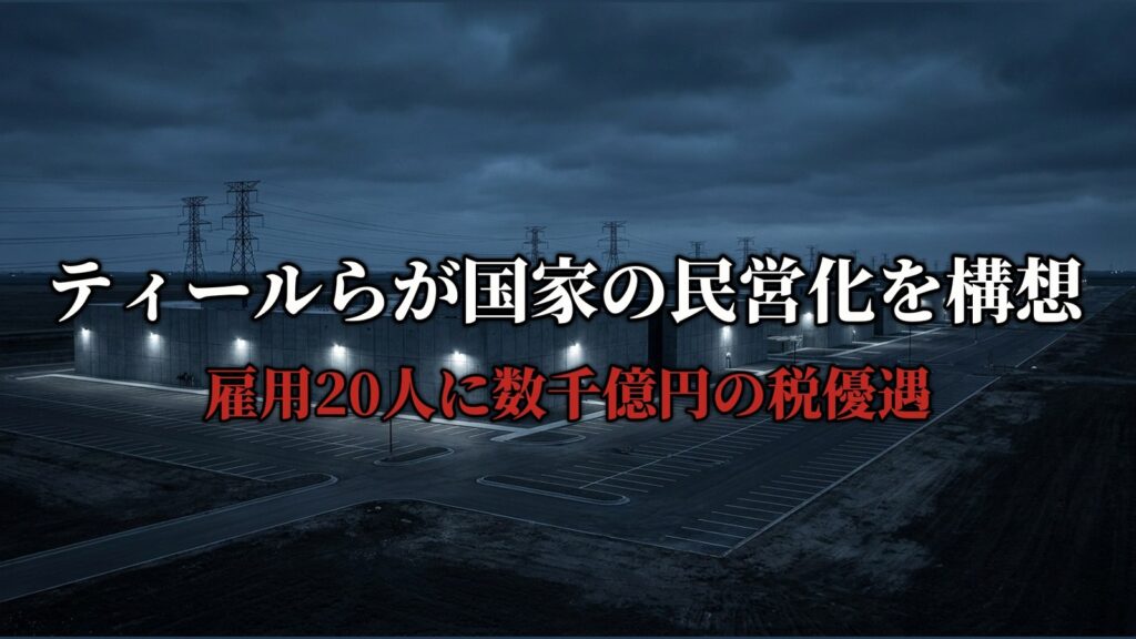 ティールらが国家の民営化を構想 雇用20人に数千億円の税優遇