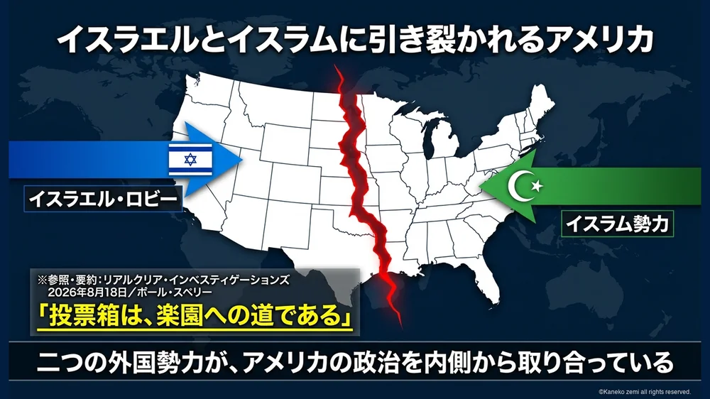 アメリカがイスラエル・ロビーとイスラム勢力に引き裂かれる構図