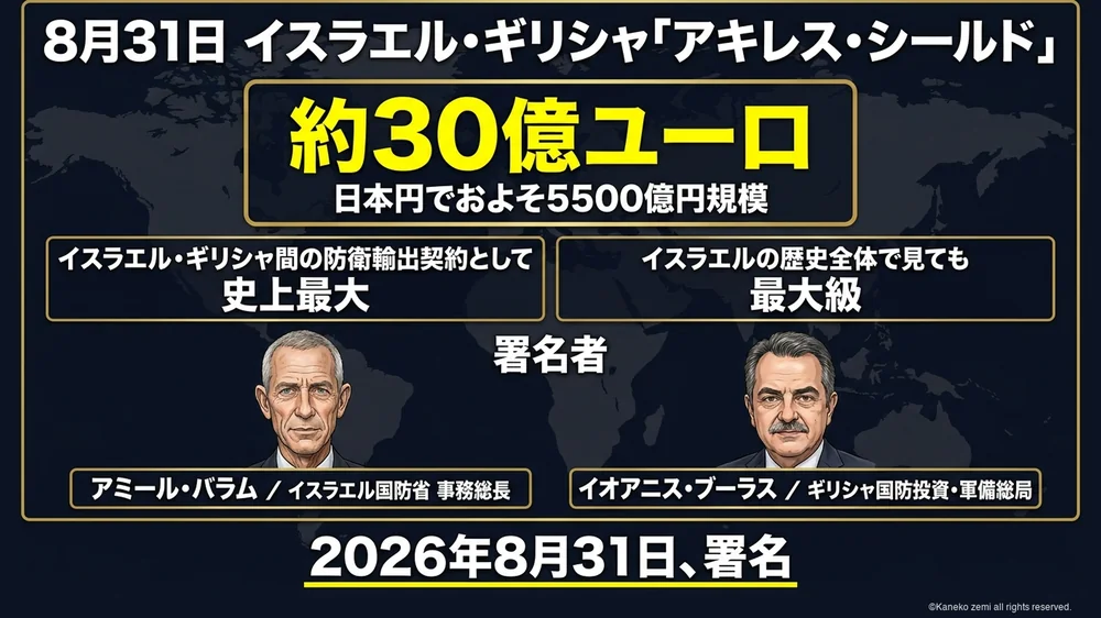 8月31日に署名されたアキレス・シールド30億ユーロの契約