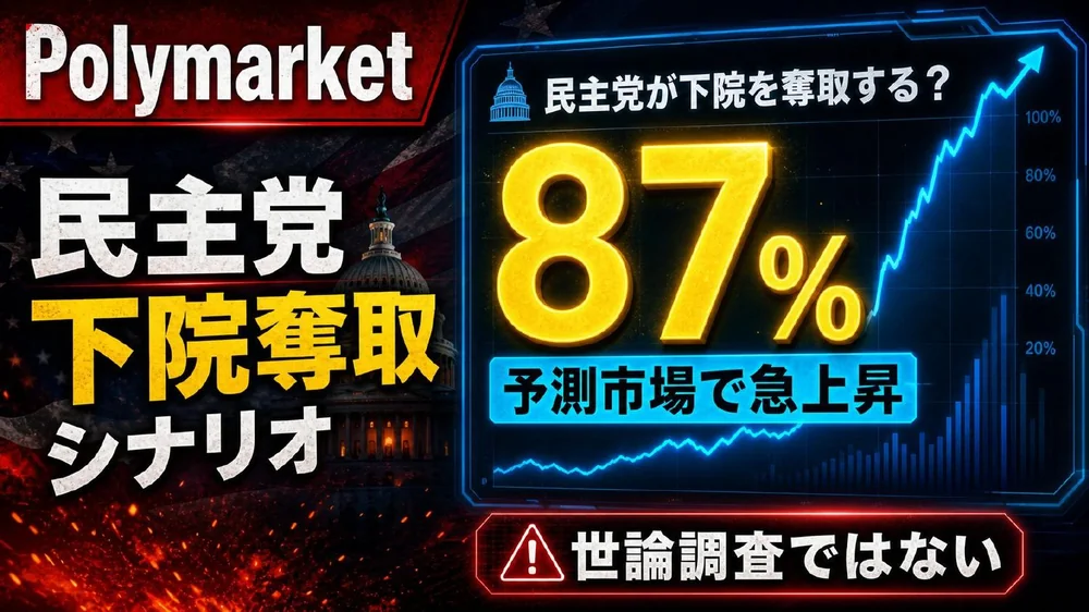 Polymarketの中間選挙予測・民主党の下院奪還87％