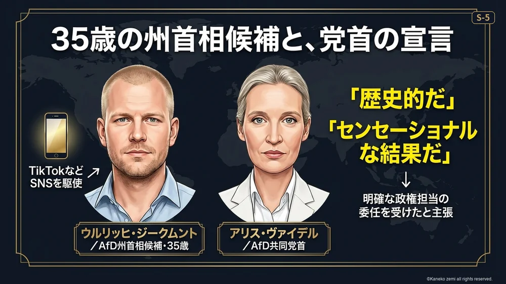 35歳の州首相候補ジークムントと党首ヴァイデルの宣言