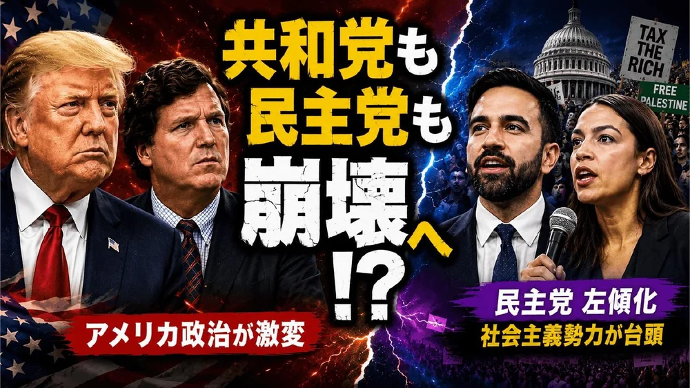共和党と民主党の双方が内部から再編されている全体構造図