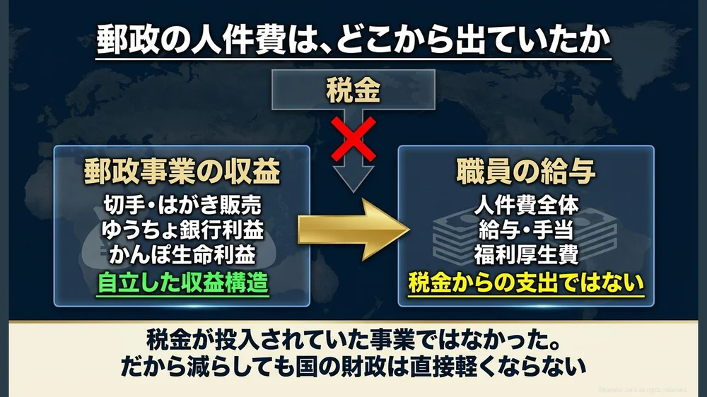 郵政の人件費は、どこから出ていたか