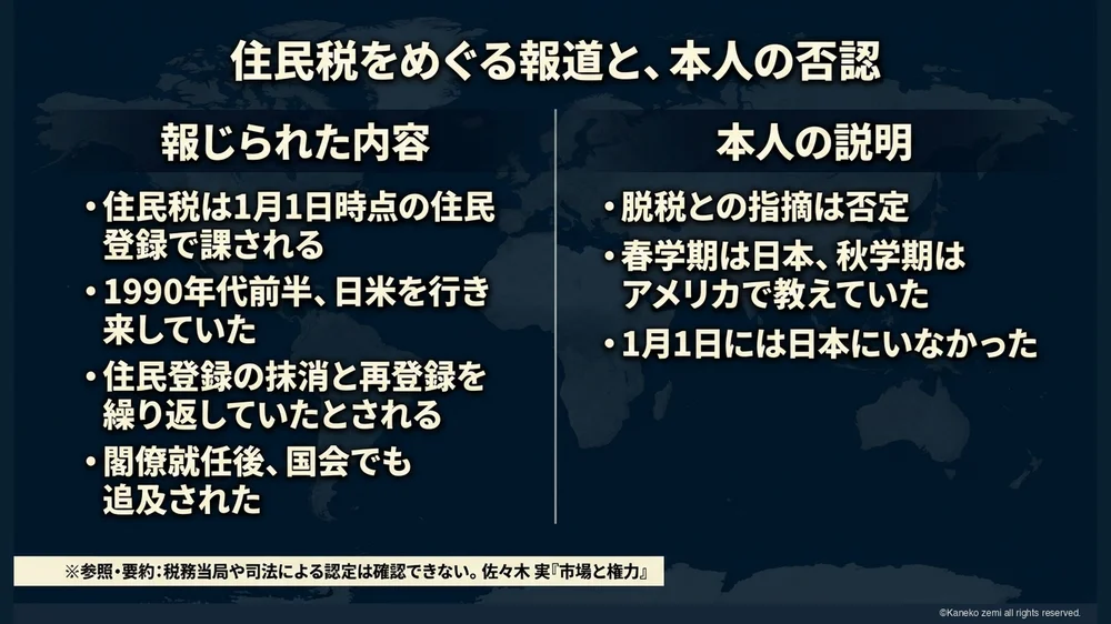 住民税をめぐる報道と、本人の否認