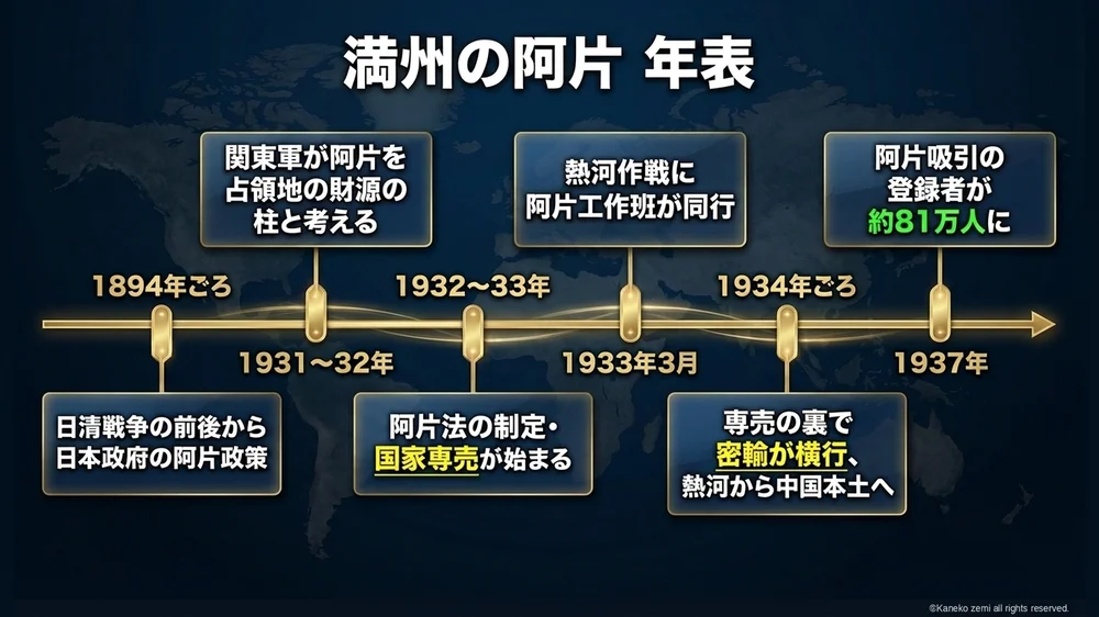 満州の阿片 年表
