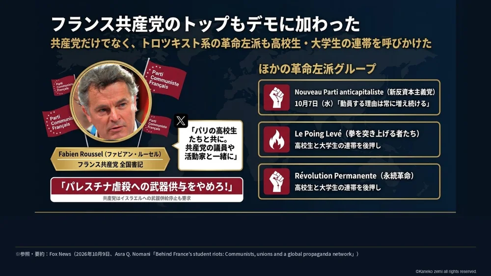 フランス共産党のトップもデモに加わった