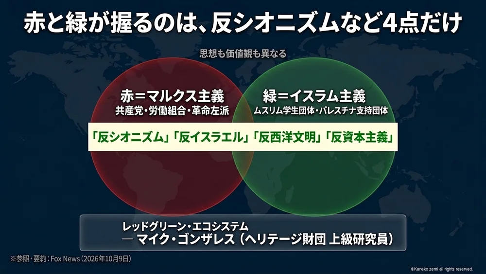 赤と緑が握るのは、反シオニズムなど4点だけ