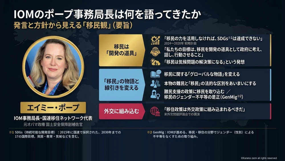 IOMのポープ事務局長は何を語ってきたか