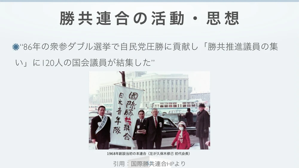 勝共連合の活動・思想（86年ダブル選）