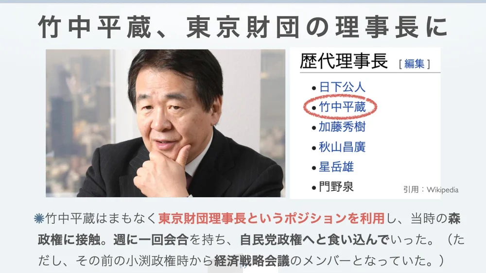 竹中平蔵、東京財団の理事長に