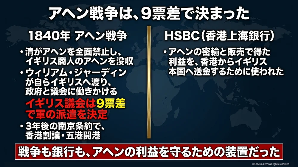アヘン戦争は、9票差で決まった