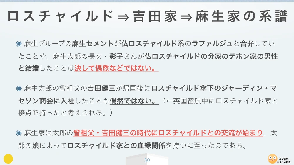 ロスチャイルド⇒吉田家⇒麻生家の系譜